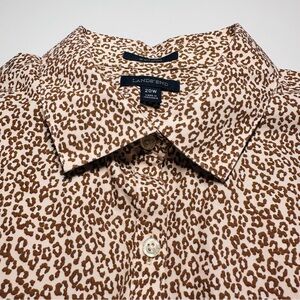 Land’s End Women's Animal Print Button Down Shirt Size 20W, 100% Cotton Leopard